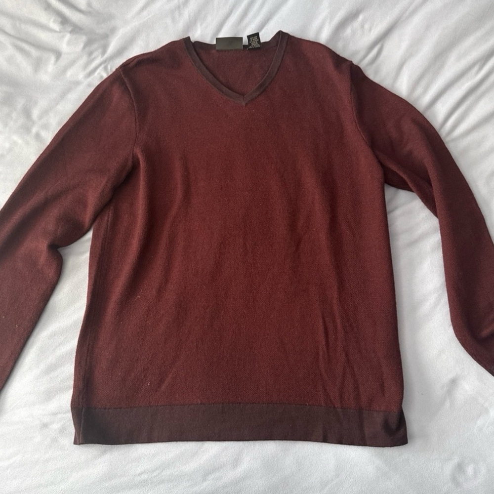 Calvin Klein Men's Deep Red V-Neck Sweater